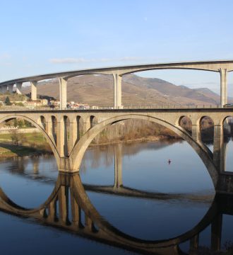 Image of the bridges of Peso da Régua, over the Douro River. Douro Winery Cruise Scenario