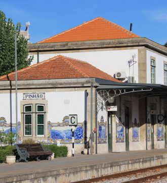 Image of the beautiful Pinhão train station, destination of the Historic Douro tour.