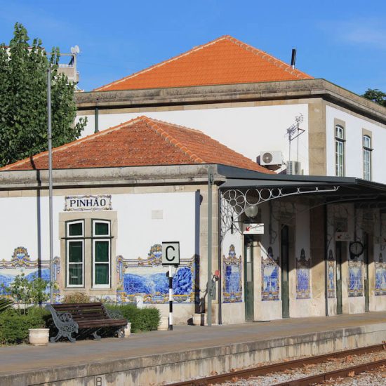 Image of the beautiful Pinhão train station, destination of the Historic Douro tour.